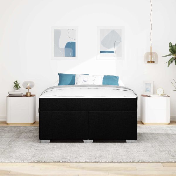 vidaXL Cadre de lit avec matelas Noir 160 x 200 cm tissu