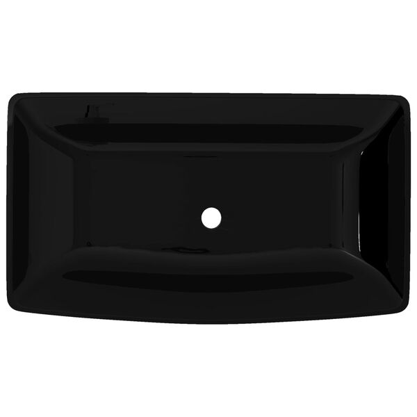 Vasque rectangulaire c&eacute;ramique Noir pour salle de bain