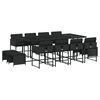 vidaXL Ensemble &agrave; manger de jardin 13 pcs coussins noir r&eacute;sine tress&eacute;e