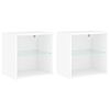 vidaXL Tables de chevet murales avec lumi&egrave;res LED 2 pcs blanc