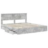 vidaXL Lit de Rangement Gris b&eacute;ton 200 x 200 cm Bois d'ing&eacute;nierie