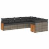 vidaXL Salon de jardin 9 pcs avec coussins gris r&eacute;sine tress&eacute;e