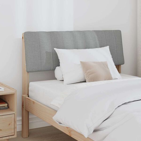 vidaXL T&ecirc;te de lit capitonn&eacute;e Gris clair 90 cm Pin massif