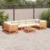 vidaXL Salon de jardin 8 pcs avec coussins marron cire bois pin massif
