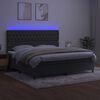 vidaXL Sommier &agrave; lattes de lit matelas et LED Gris fonc&eacute; 200x200 cm