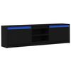 vidaXL Unites TV 2 pcs Noir 180 x 34 x 50 cm Bois d'ing&eacute;nierie