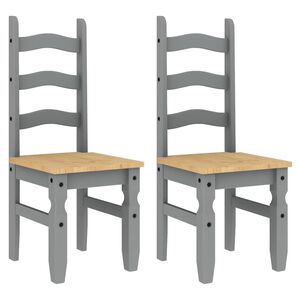 vidaXL Chaises &agrave; manger lot de 2 Corona gris bois massif de pin