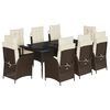 vidaXL Ensemble &agrave; manger de jardin et coussins 9 pcs marron poly rotin