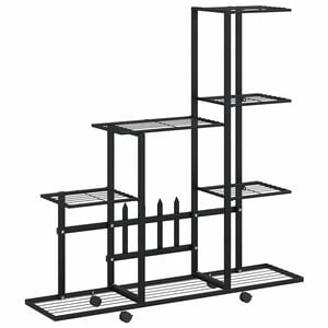 vidaXL Support pour plantes sur roues 94,5x25x92,5 cm Noir M&eacute;tal