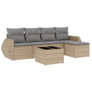 vidaXL Salon de jardin avec coussins 6 pcs beige r&eacute;sine tress&eacute;e