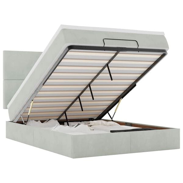 vidaXL Cadre de lit ottoman avec matelas gris clair 140x200 cm velours
