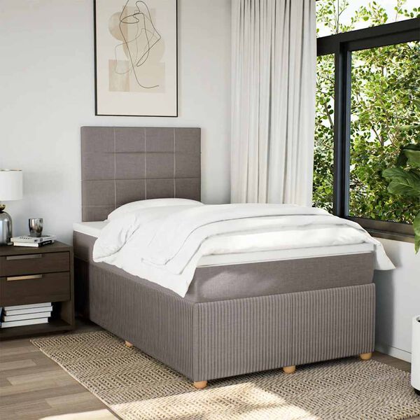 vidaXL Sommier &agrave; lattes de lit avec matelas taupe 120x190 cm tissu