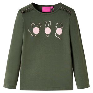 T-shirt enfants &agrave; manches longues kaki 92