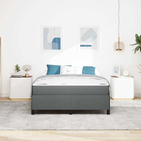 vidaXL Lit &agrave; ressorts avec matelas Gris fonc&eacute; 140 x 190 cm tissu