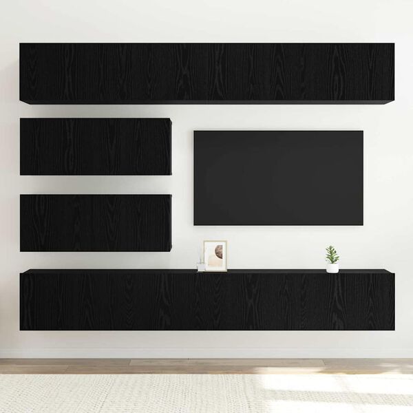 vidaXL Ensemble meuble TV 6 pcs Ch&ecirc;ne noir Bois d'ing&eacute;nierie