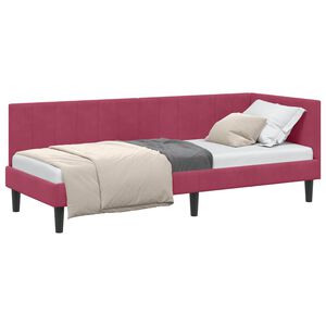 vidaXL Cadre de lit d'angle Bordeaux 80 cm x 200 cm Velours