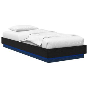 vidaXL Cadre de lit avec LED Ch&ecirc;ne noir 80 x 200 cm Bois d'ing&eacute;nierie