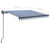 vidaXL Auvent manuel r&eacute;tractable avec poteaux 3,5x2,5 m Bleu et blanc