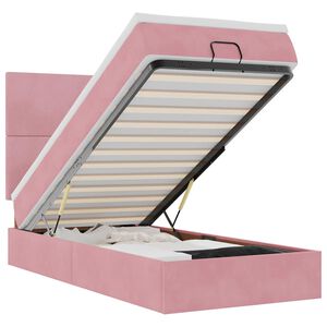 vidaXL Cadre de lit ottoman avec matelas rose 80x200 cm velours