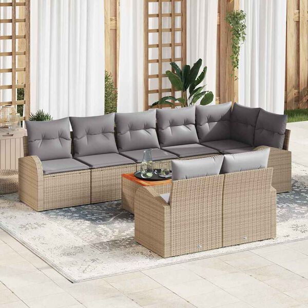 vidaXL Ensemble de canap&eacute; de jardin 9 pcs Beige et Gris clair