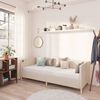 vidaXL Lit avec matelas et &eacute;clairage USB Cr&egrave;me Tissu 90x200 cm