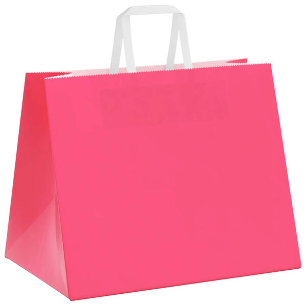 vidaXL Sacs en papier 250 pcs avec poign&eacute;es rose 32x22x24 cm