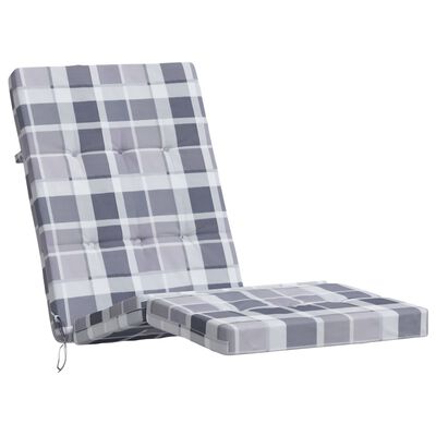 vidaXL Coussins de chaise longue lot de 2 gris motif à carreaux