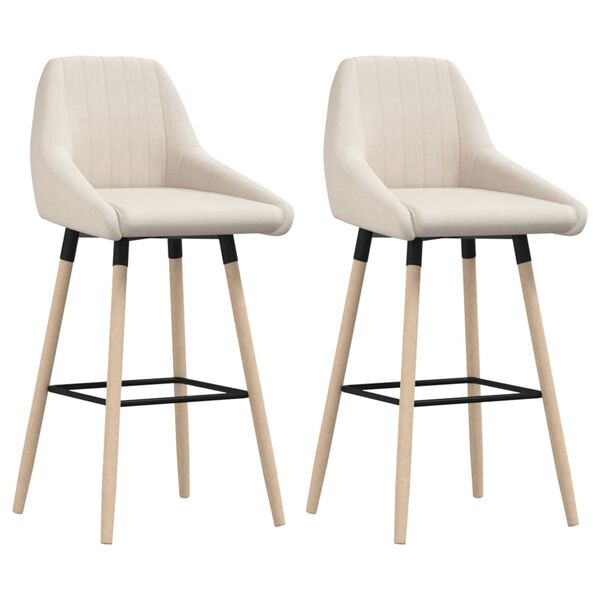 vidaXL Tabourets de bar lot de 2 cr&egrave;me tissu