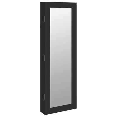 vidaXL Armoire à bijoux avec miroir murale noir 30x8,5x90 cm