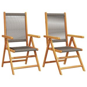 vidaXL Chaises pliantes (lot de 2) en bois massif d'acacia gris et polypropyl&egrave;ne