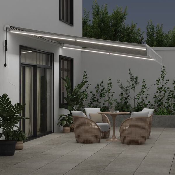 vidaXL Auvent r&eacute;tractable automatique avec LED anthracite et blanc