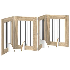 vidaXL Porte de chien pliable avec supports 4 pc Ch&ecirc;ne Sonoma 241 cm