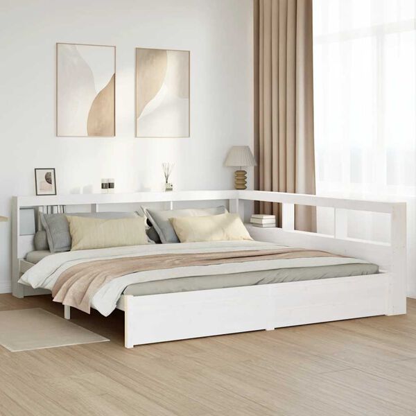 vidaXL Lit biblioth&egrave;que sans matelas blanc 180x200 cm bois pin massif