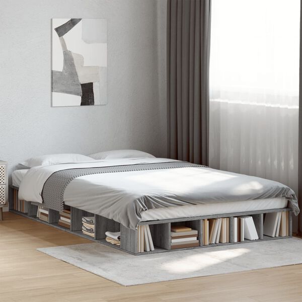 vidaXL Cadre de lit sans matelas sonoma gris 120x190 cm