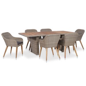 vidaXL Salon de jardin avec coussins 7 pcs R&eacute;sine tress&eacute;e