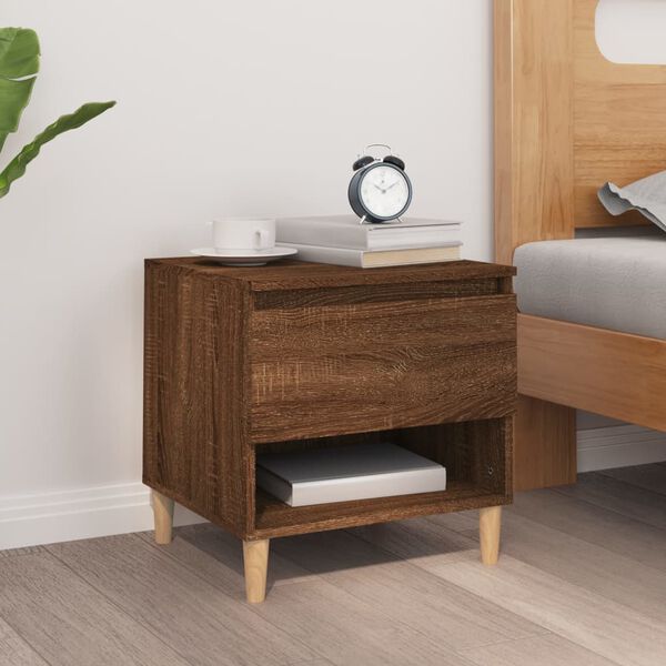 vidaXL Table de chevet Ch&ecirc;ne brun 50x46x50 cm Bois d'ing&eacute;nierie