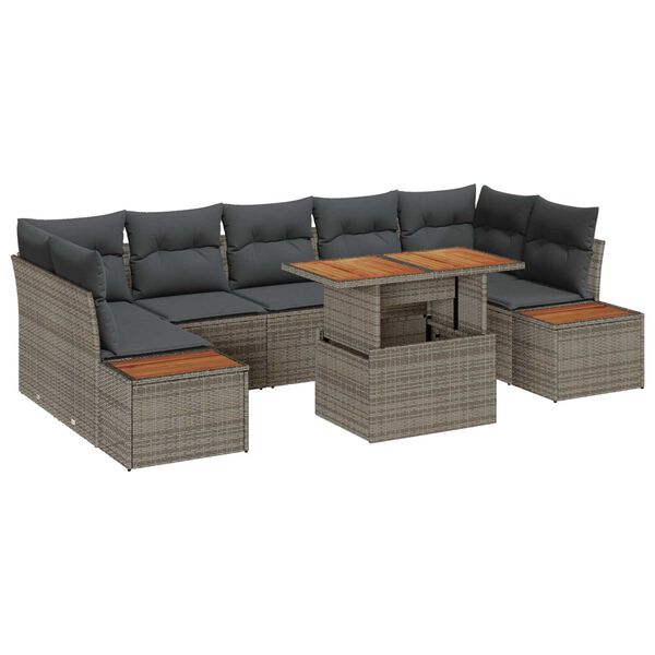 vidaXL Ensemble de canap&eacute; de jardin 8 pcs Gris Poly rotin