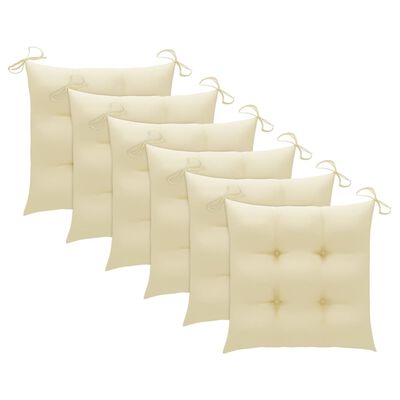 vidaXL Chaises de jardin 6 pcs avec coussins blanc crème Teck solide