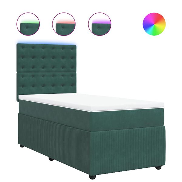 vidaXL Sommier &agrave; lattes de lit et matelas Vert fonc&eacute; 80x200 cm Velours