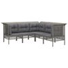 vidaXL Salon de jardin 5 pcs avec coussins Gris R&eacute;sine tress&eacute;e