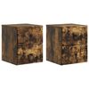 vidaXL Cabinet de chevet mural 2 pc Ch&ecirc;ne fum&eacute; 34,5 x 33 x 40 cm