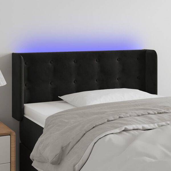 vidaXL T&ecirc;te de lit &agrave; LED Noir 103x16x78/88 cm Velours
