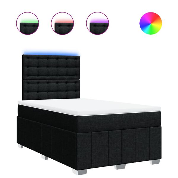 vidaXL Sommier &agrave; lattes de lit avec matelas noir 120x190 cm tissu