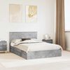 vidaXL Lit de Rangement Gris b&eacute;ton 150 x 200 cm Bois d'ing&eacute;nierie