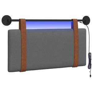 vidaXL T&ecirc;te de lit suspendue Avec lumi&egrave;re LED Gris fonc&eacute; PU antique