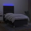 vidaXL Sommier &agrave; lattes de lit et matelas et LED Noir 90x190 cm Tissu