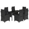 vidaXL Ensemble &agrave; manger de jardin coussins 7pcs Noir R&eacute;sine tress&eacute;e
