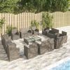 vidaXL Salon de jardin 16 pcs avec coussins R&eacute;sine tress&eacute;e Gris