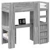 vidaXL Cadre de lit superpos&eacute; avec bureau Gris Sonoma 75 x 190 cm