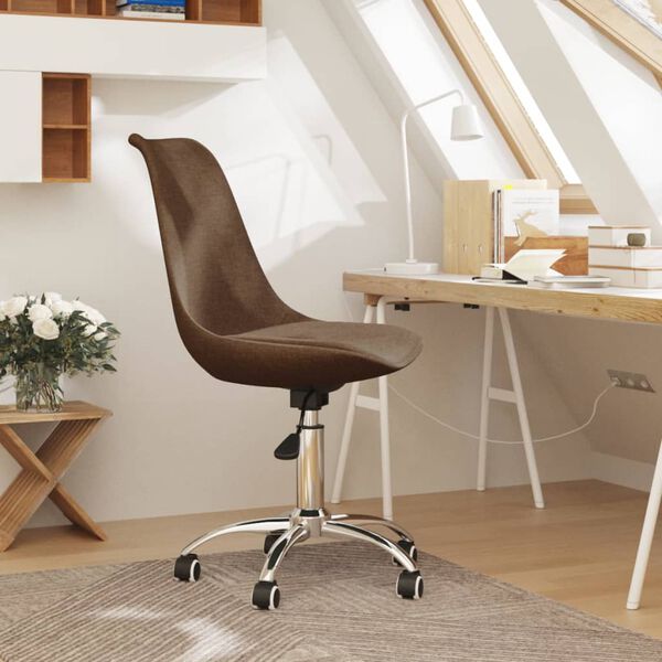 vidaXL Chaise pivotante de bureau Marron Tissu